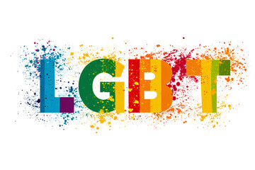 Vector illustration of an "LGBT" logo in rainbow LGBTQ flag colors, isolated on a white background. Symbolizes LGBTQ gay pride month and history month.
