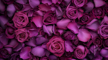 Purple rose petals graphic banner background