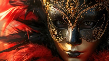 Venetian Carnival: Luxurious Mask Adorned with Feathers