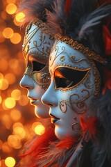 Exquisite Venetian masks with feathers