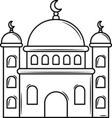 Mosque Doodle line Art