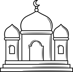 Mosque Doodle line Art