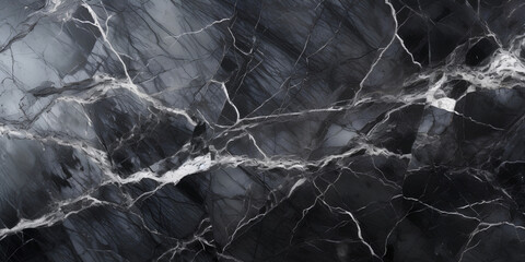 Wide surface of black marble abstract stone texture with gray veins dark-gray tone. For wallpaper,...