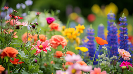 Immerse yourself in the breathtaking beauty of a vibrant flower garden, bursting with a kaleidoscope of colors and blossoms. Find inspiration in this enchanting oasis of nature's brilliance.