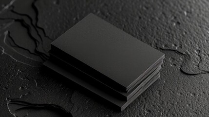 Branding business cards mockup template on a black soundproof foam background and deep shadows, real photo. Blank isolated to place your design