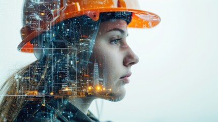 Engineer with Cityscape Overlay