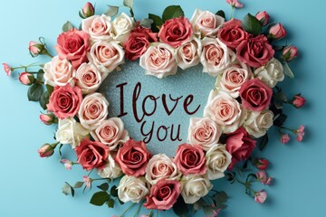 Floral Heart Wreath with Love Message