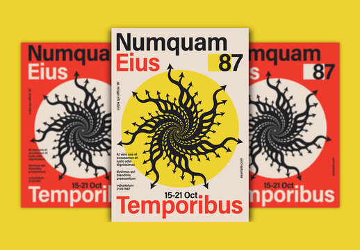 Swiss Design Poster Layout with Vortex Form Composition