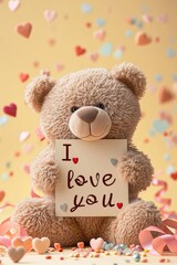 Teddy bear with "I love you" card