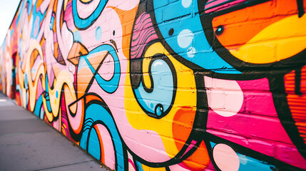 A mesmerizing graffiti wall brings vibrant energy to the urban landscape, with its bold colors and...