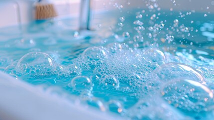 Soap foam bubble in bathroom abstract wallpaper background concept