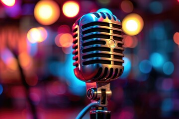  Vintage Microphone with Colorful Bokeh