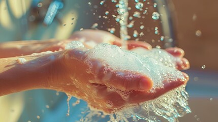 Fototapeta premium People washing hands arm wallpaper background