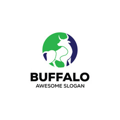 vector buffalo simple mascot logo design vector illustration