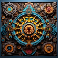 Fototapeta premium A colorful, abstract image of gears. Generative AI.