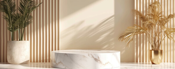 marble podium for spa product showcase
