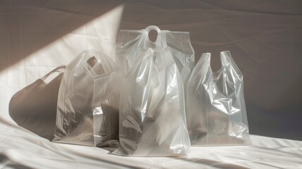 Fototapeta na wymiar transparent plastic bags for branding, various sizes