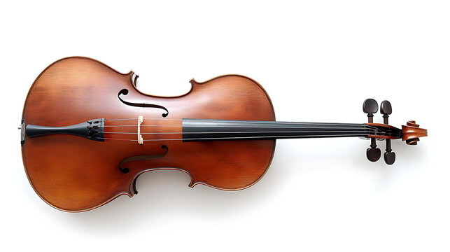 A stunning image of a cello, the elegant and soulful string instrument, showcased against a clean white background. Perfect for musicians, music lovers, and creative designs.