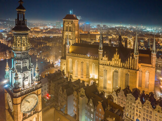 Gdańsk city at night. 