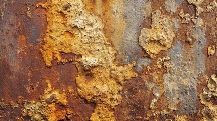 An abstract glimpse into the decay of nature, as a rusted metal intertwines with the rough bark of an outdoor landscape, painted in shades of brown