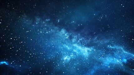  a space filled with lots of stars and a sky filled with lots of bright blue and white stars on a dark blue background.