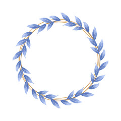 Floral wreath blue watercolor 