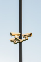 Security surveillance video cameras on pole safety protection monitoring crime