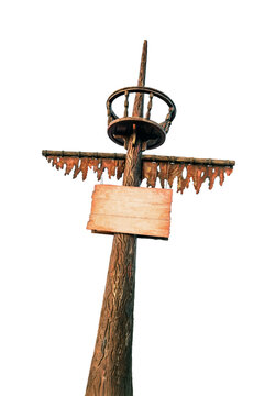 Pirate Spar main mast crow's nest lookout sail torn weathered
