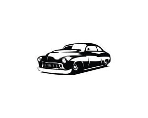 1949 mercury coupe car isolated on a white background with a stunning sunset sky view. best for logos, badges, emblems, icons, available in eps 10.