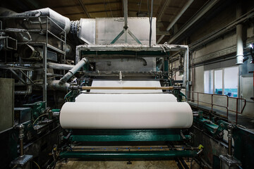 Waste paper recycling plant. Machine for production of paper rolls