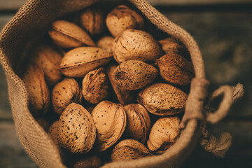 Textured Almonds in Coarse Fabric Bag