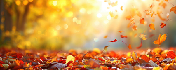 Naklejka na ściany i meble autumn nature banner background 