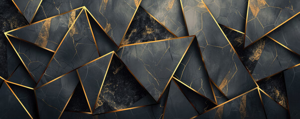 Geometric abstract gold and black background 