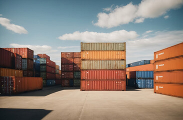 Cargo containers in clear sunny weather