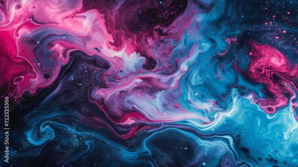 Poster a vibrant display of abstract art, swirling with magenta and purple hues in a mesmerizing fractal pa