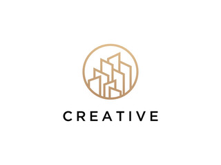 Inspiration for architectural building logo designs, building logos made with minimalist lines and circles