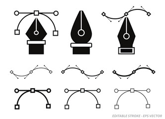 Anchor Pen Tools cursor concept isolated. Editable Stroke. 3D Illustrator