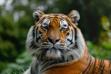 Portrait of a tiger in its natural habitat.