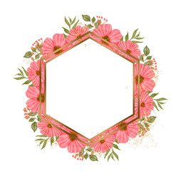 Watercolor pink peonies flower frame