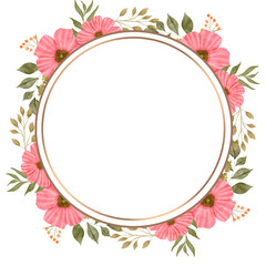 Fototapeta na wymiar Watercolor pink peonies flower frame