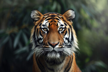 Naklejka premium Portrait of a tiger in its natural habitat.