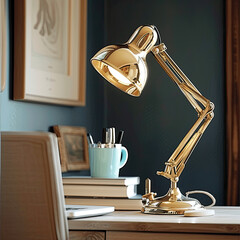 Gold and Shiny Brass Desk Lamp