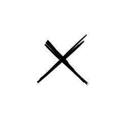 Hand drawn cross brush stroke