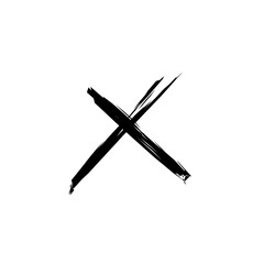 Hand drawn cross brush stroke