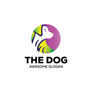 Dog simple mascot logo design illustration