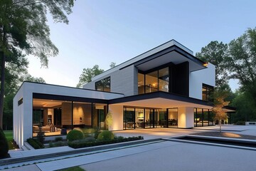 Modernist architecture home with clean lines and minimalist design