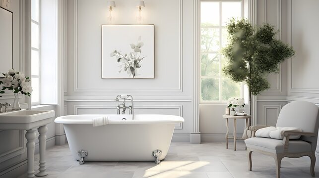 Bright and airy bathroom with freshly painted walls, creating a clean and rejuvenating atmosphere
