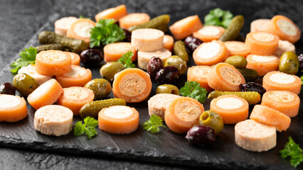Smoked Salmon Pate Canapes with cream cheese and herbs