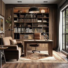 Rustic Brown Study: Intellectual Decor