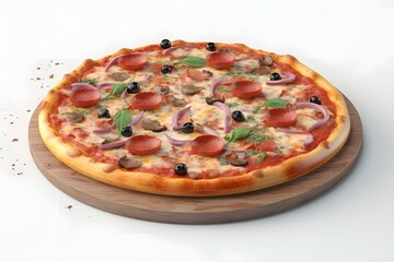 Tasty pipperoni pizza. Italian pizza, fast food isolated on white background.